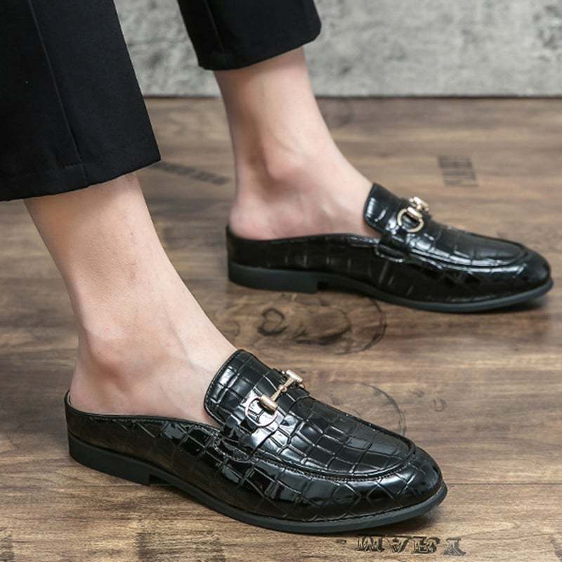 British Fashion Horsebit Heelless Breathable Faux Leather Shoes