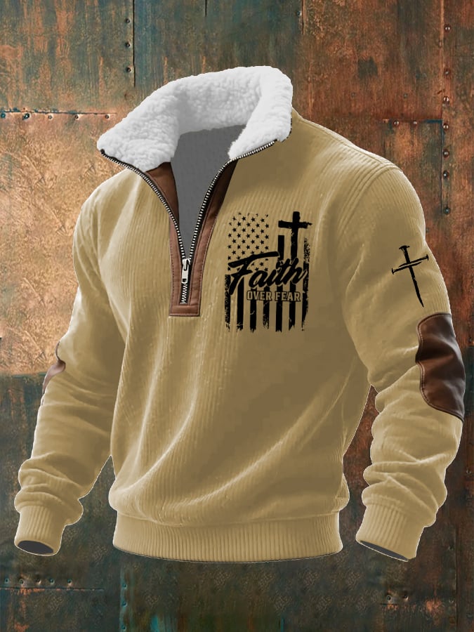 Men's Casual Faith Retro Textured Sweatshirt