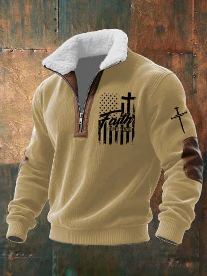 Men's Casual Faith Retro Textured Sweatshirt