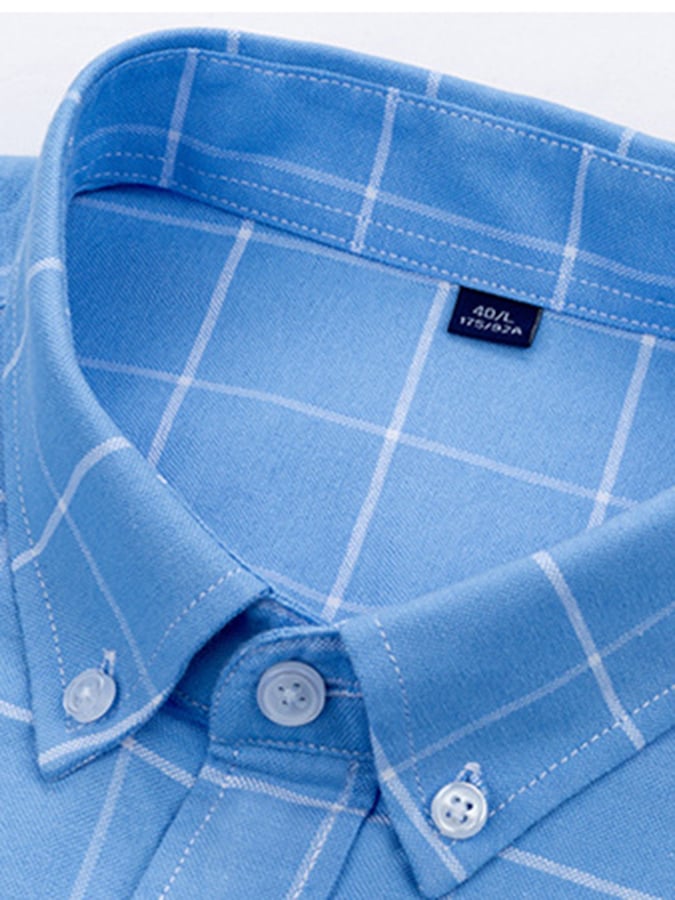 Men's Business Cotton Check Shirt