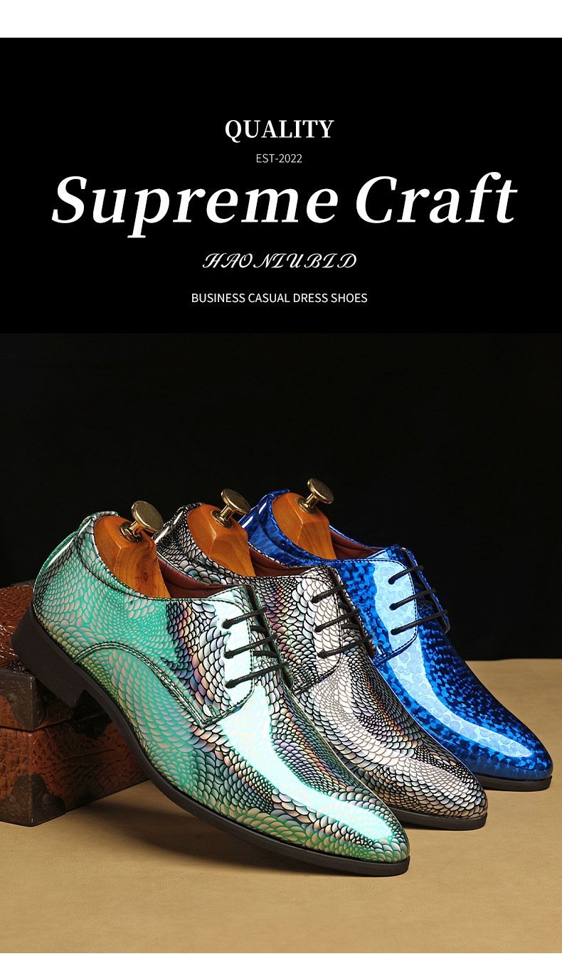 Men's snakeskin pattern leather shoes