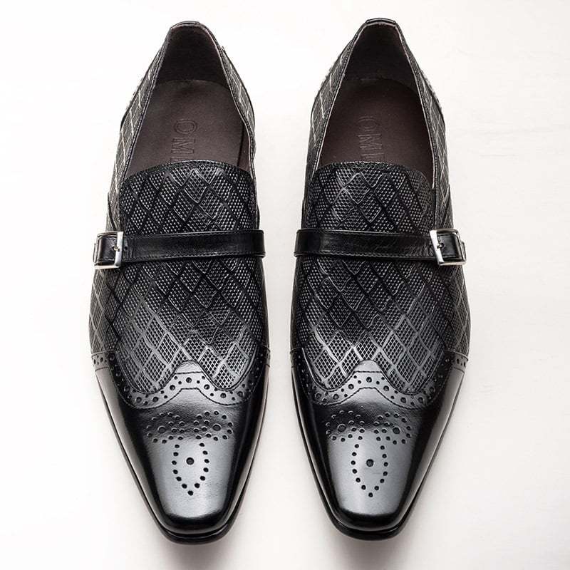Fashion Carved Buckle Design Business Men'S Leather Shoes