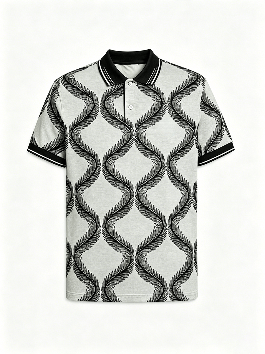 Men's Business Colorblock Plaid Print Polo Shirt