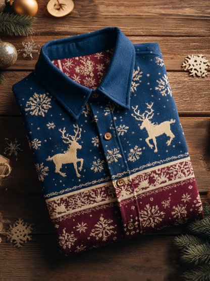 Men's Christmas Art Print Long Sleeve Shirt