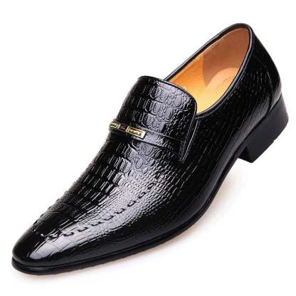 Men's Comfortable British Business Wedding Casual Imitation Crocodile Embossed Leather Shoes