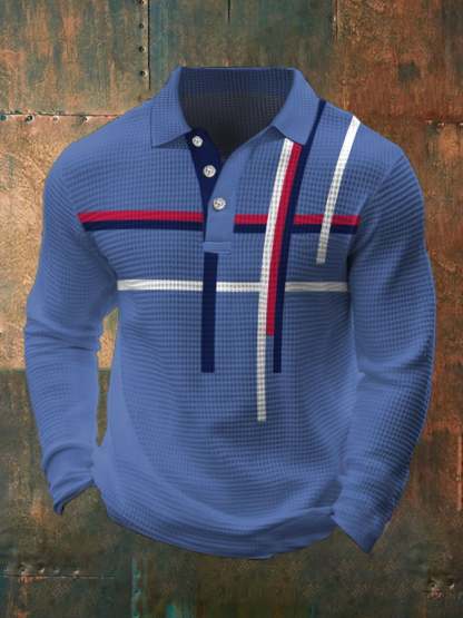 Men's Business Casual Contrast Waffle Polo