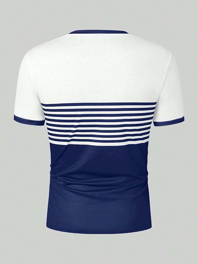 Men's Retro Letter Print Crew Neck T-Shirt