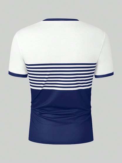 Men's Retro Letter Print Crew Neck T-Shirt