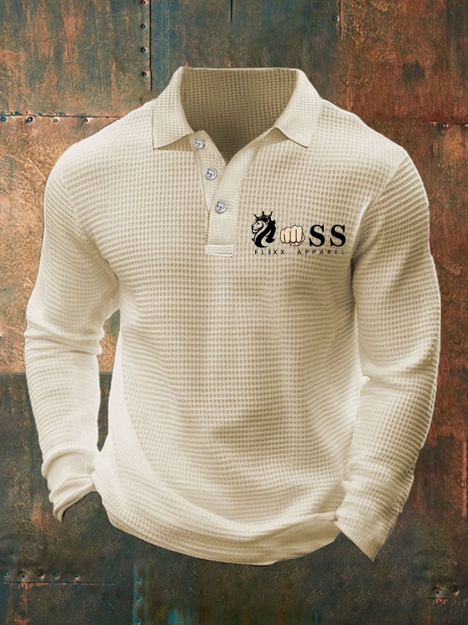 Fashionable Casual Men's Business Style Waffle Polo