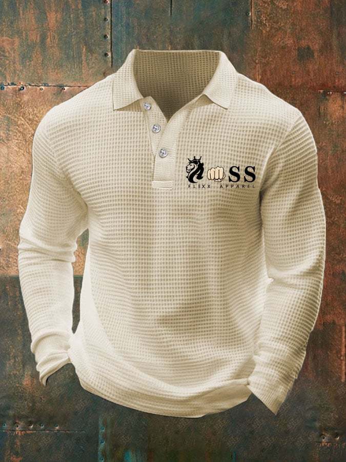 Fashionable Casual Men's Business Style Waffle Polo
