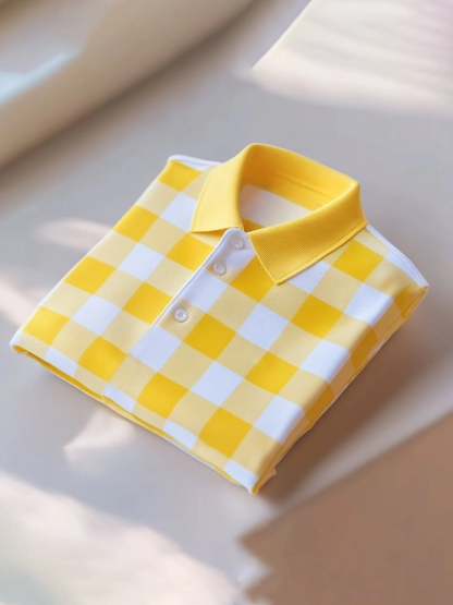 Men's Classic Business Logo Button Short Sleeve Polo Shirt