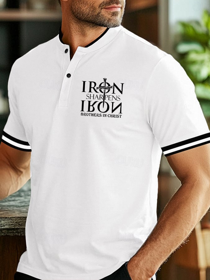 Men's Vintage Faith Casual Printed Button-Up Top