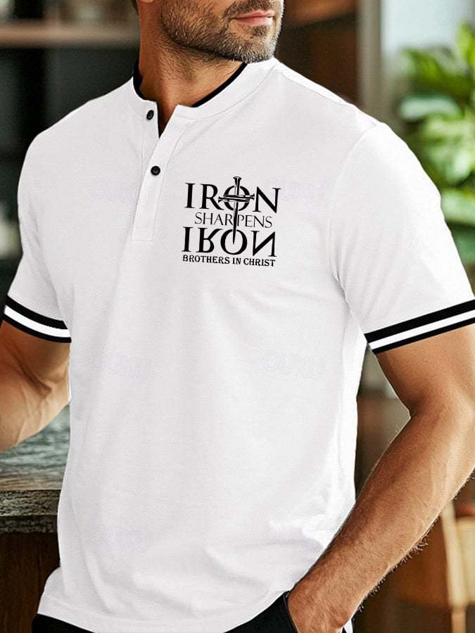 Men's Vintage Faith Casual Printed Button-Up Top