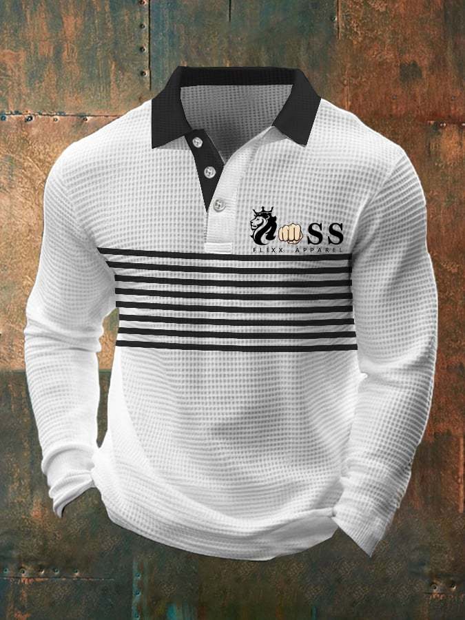 Fashionable Casual Men's Business Style Waffle Polo