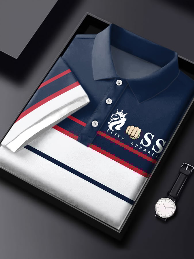 Men's Letter Printed Casual Short Sleeve Polo Shirt