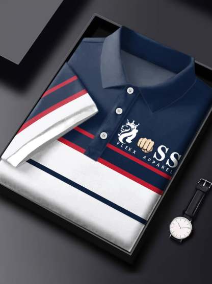 Men's Letter Printed Casual Short Sleeve Polo Shirt