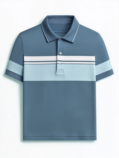 Men's Business Casual Button Short Sleeve Polo Shirt