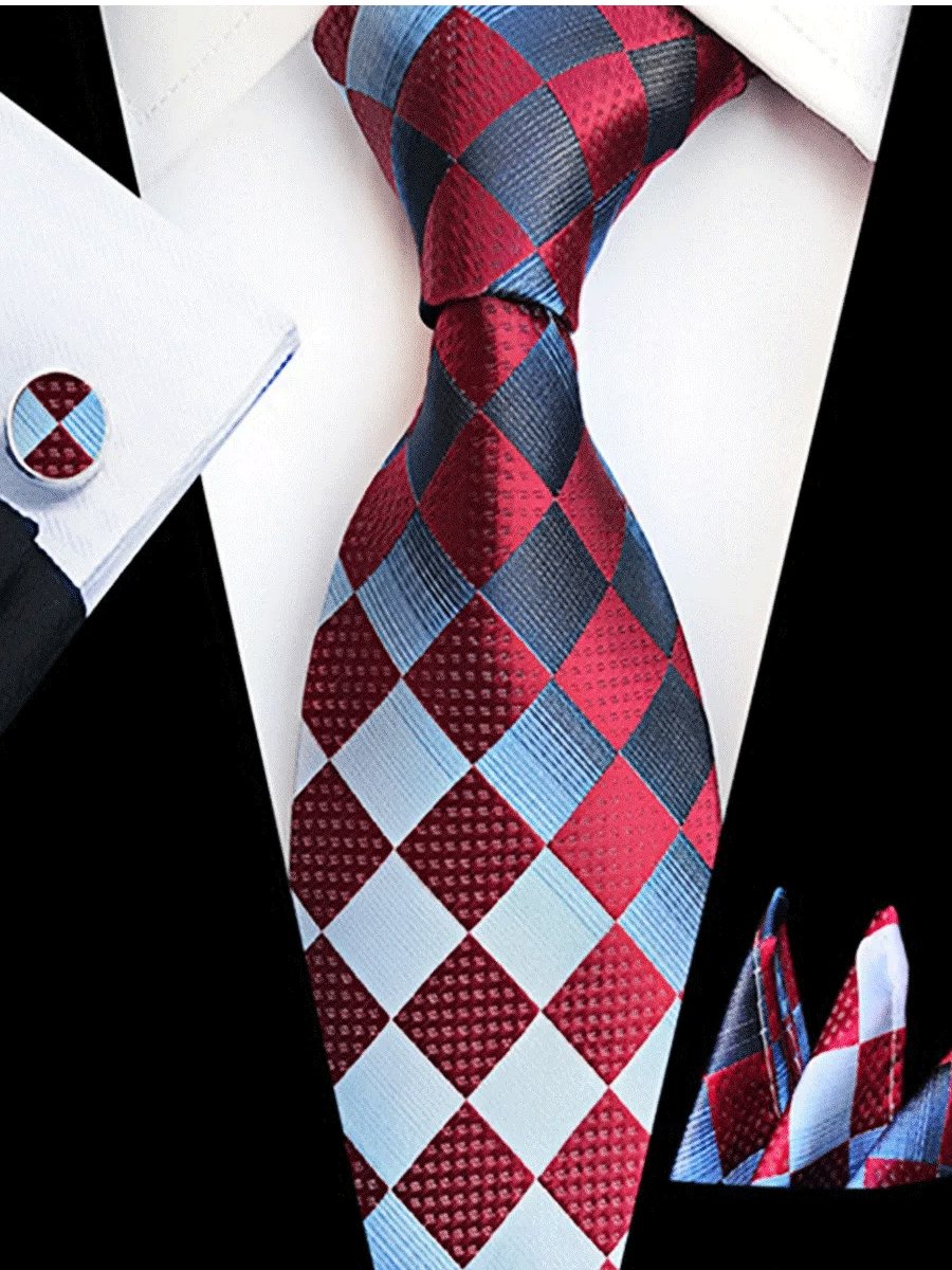 Men's tie pocket scarf tie clip cufflinks gift box set