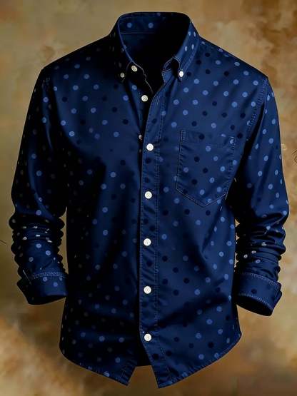 Men's Retro Abstract Art Print Comfortable Business Style Shirt