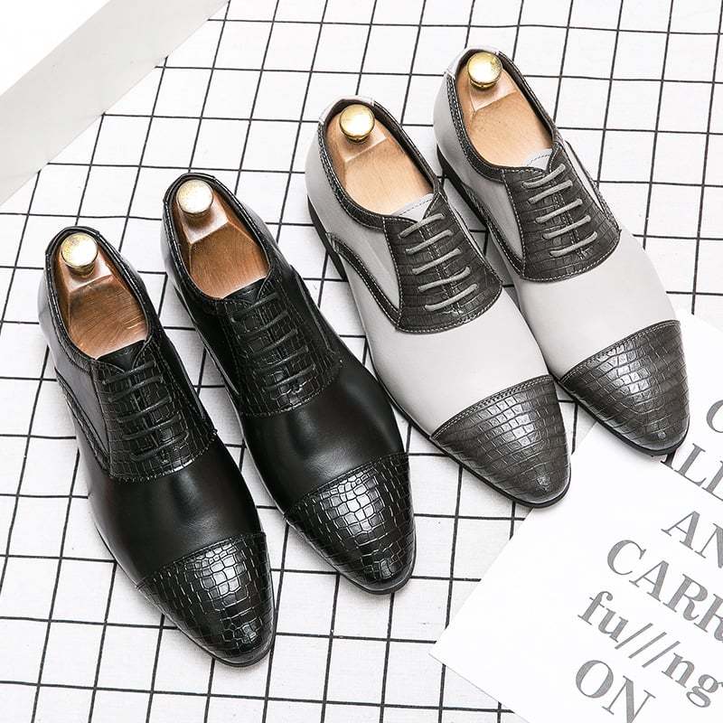 Business Casual Fashion Color Contrast Men'S Leather Shoes