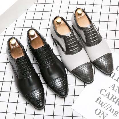 Business Casual Fashion Color Contrast Men'S Leather Shoes