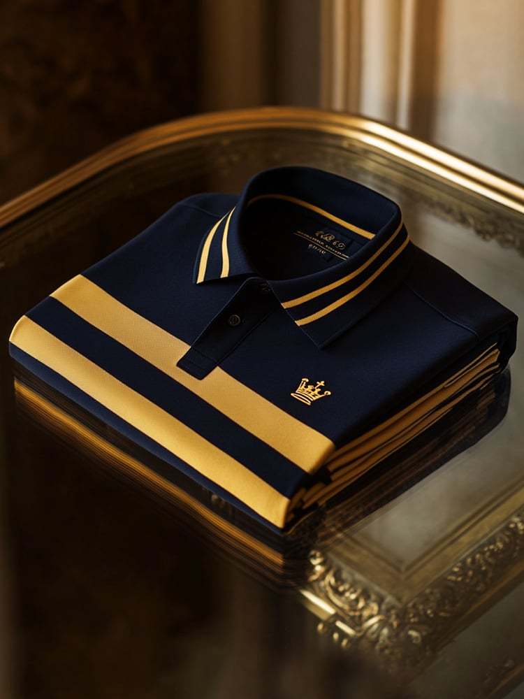 Men's Business Casual Logo Button Short Sleeve Polo Shirt