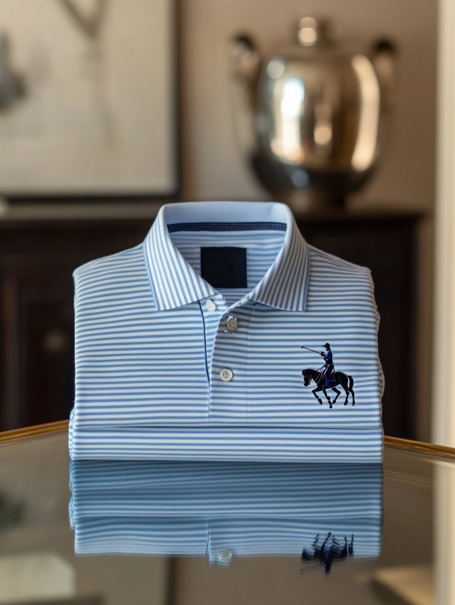 Men's Business Casual Polo Shirt with Embroidered Buttons and Short Sl