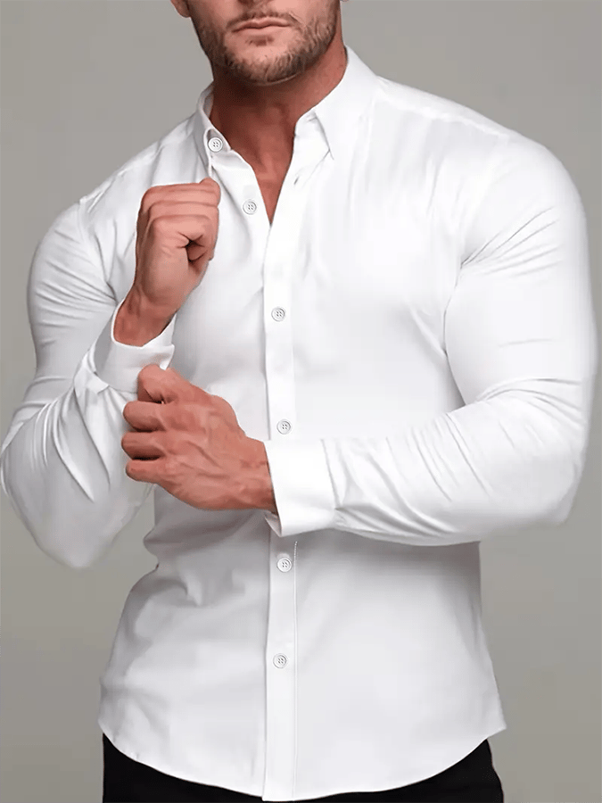 Men's Business Solid Color Casual Shirt