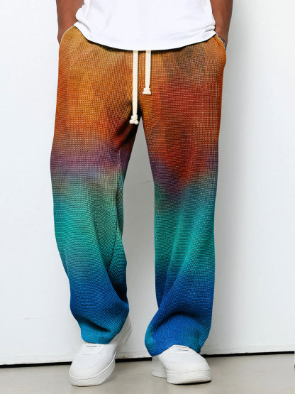 Men's Geometry Color Gradient Art Print Casual Suit Pants