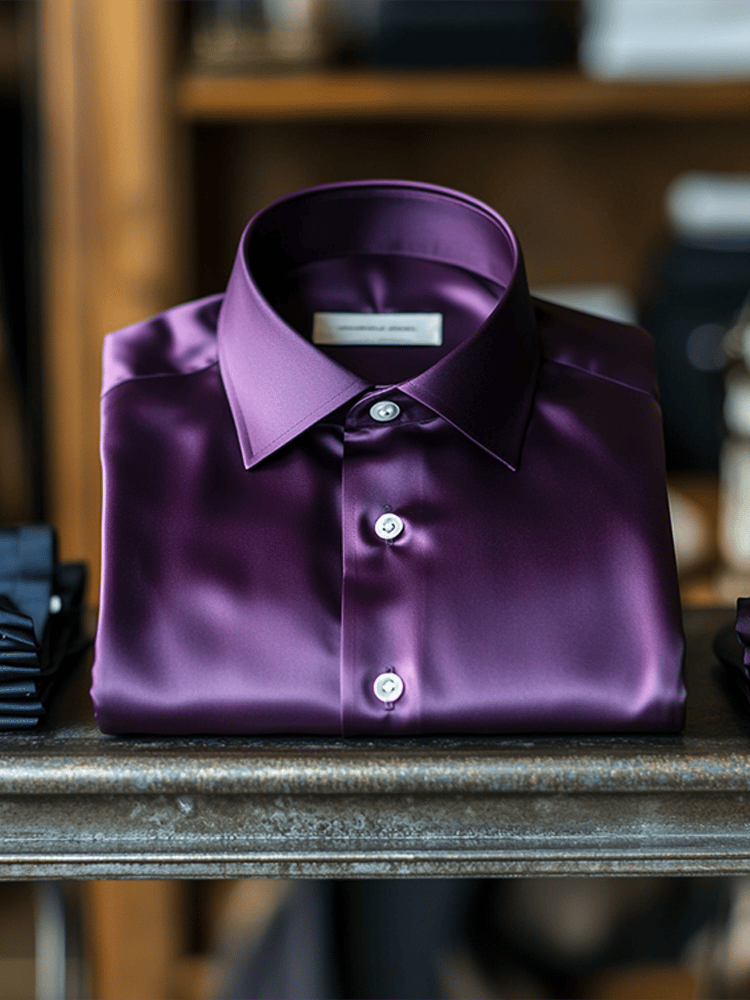 Men's Luxury Silk Business Classic Long Sleeve Shirt