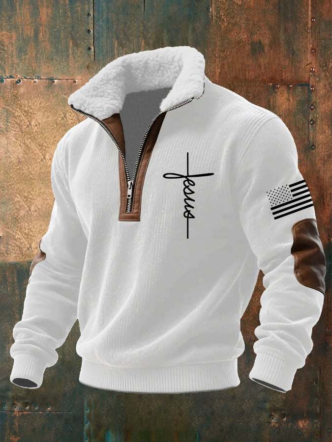 Men's Casual Faith Retro Textured Sweatshirt