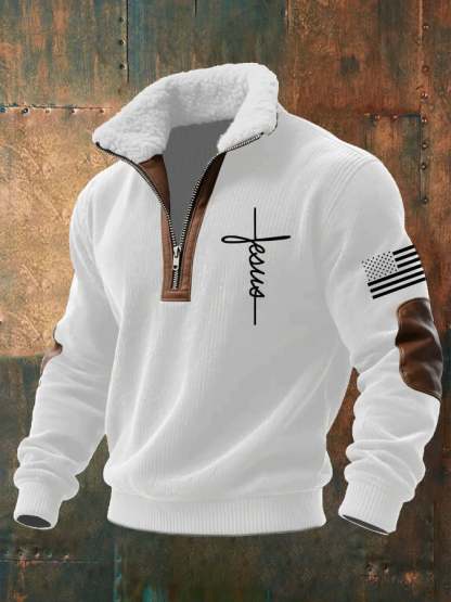 Men's Casual Faith Retro Textured Sweatshirt
