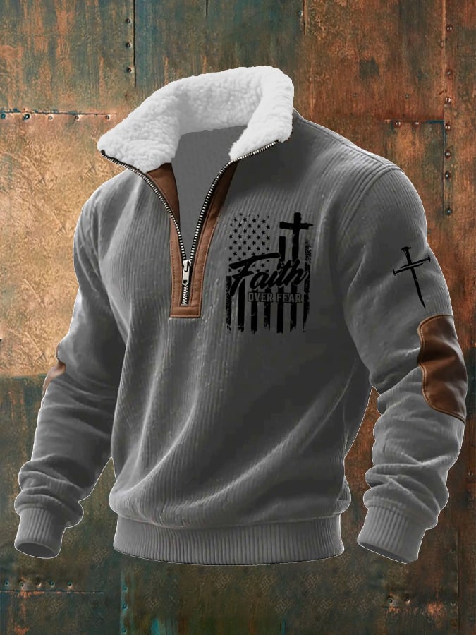 Men's Casual Faith Retro Textured Sweatshirt
