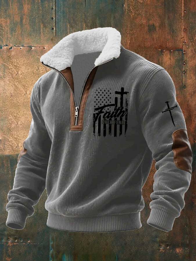 Men's Casual Faith Retro Textured Sweatshirt