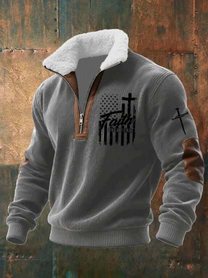 Men's Casual Faith Retro Textured Sweatshirt