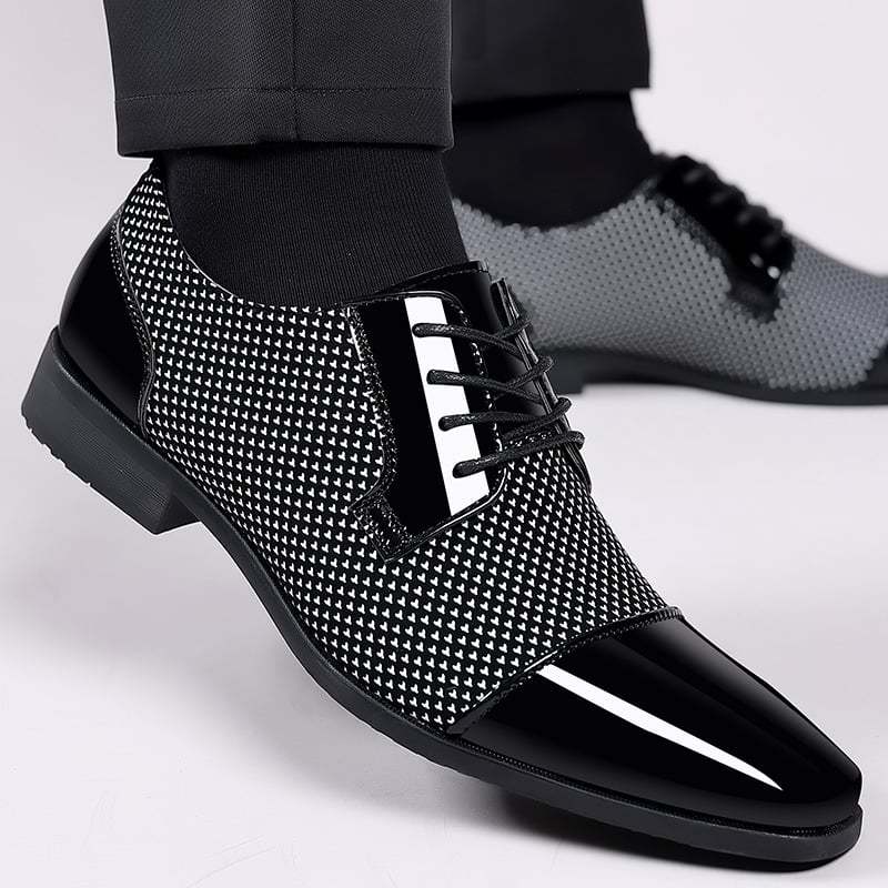 Men's Versatile Toe Toe Glossy Business Casual Leather Shoes