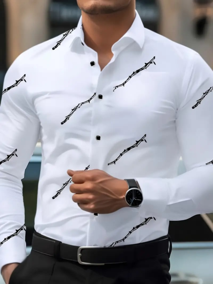 Men's Solid Color Design Business Casual Shirt