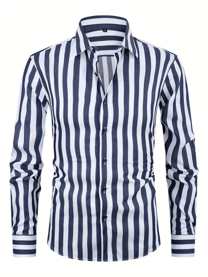 Men's Striped Business Casual Shirt