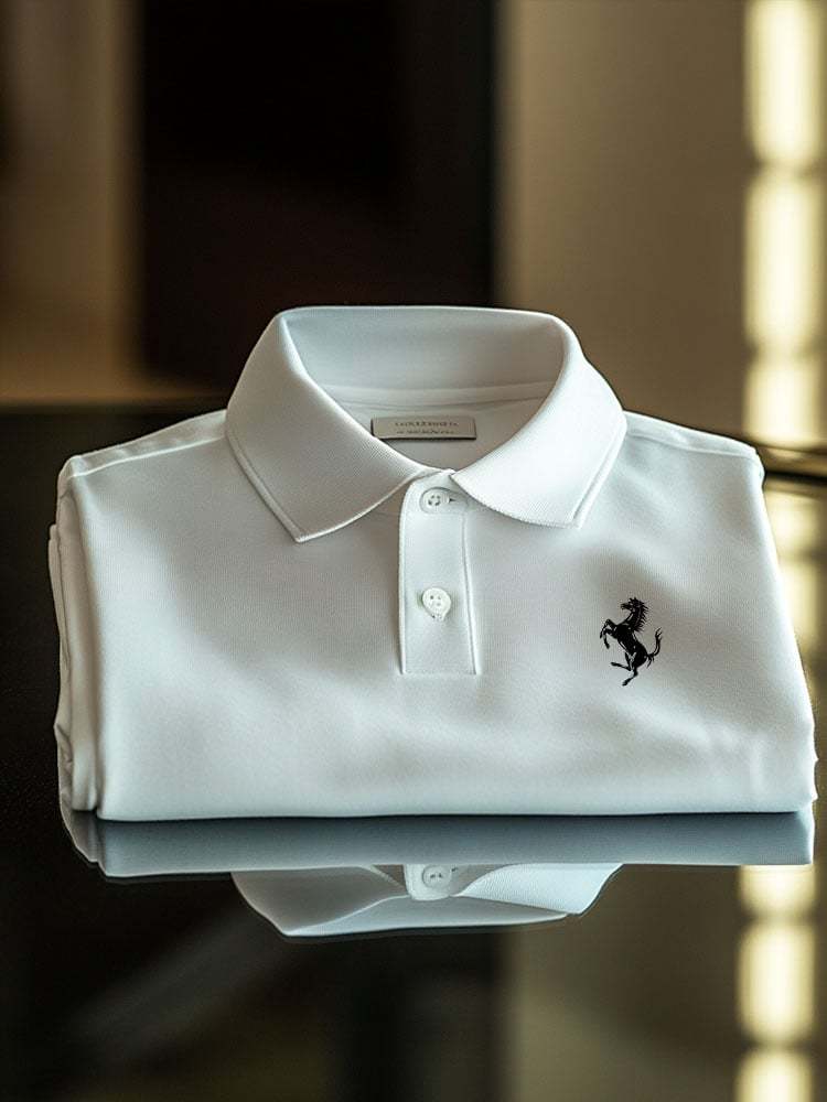 Men's Vintage Business Coconut Tree Logo Stripe Print Long Sleeve Polo