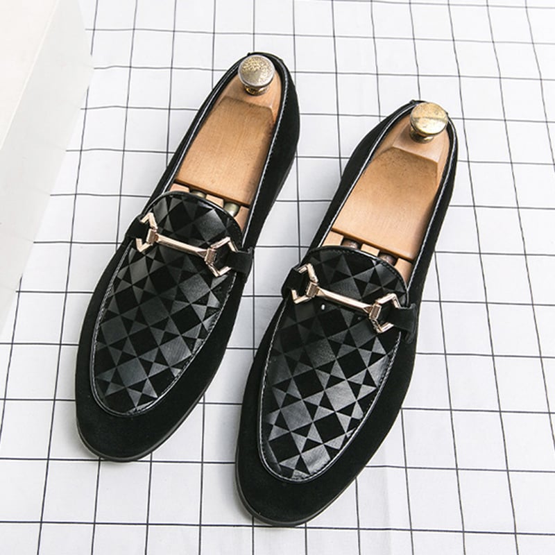 Fashion Casual Geometric Frosted Mens Loafer Shoes
