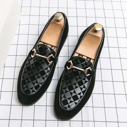 Fashion Casual Geometric Frosted Mens Loafer Shoes