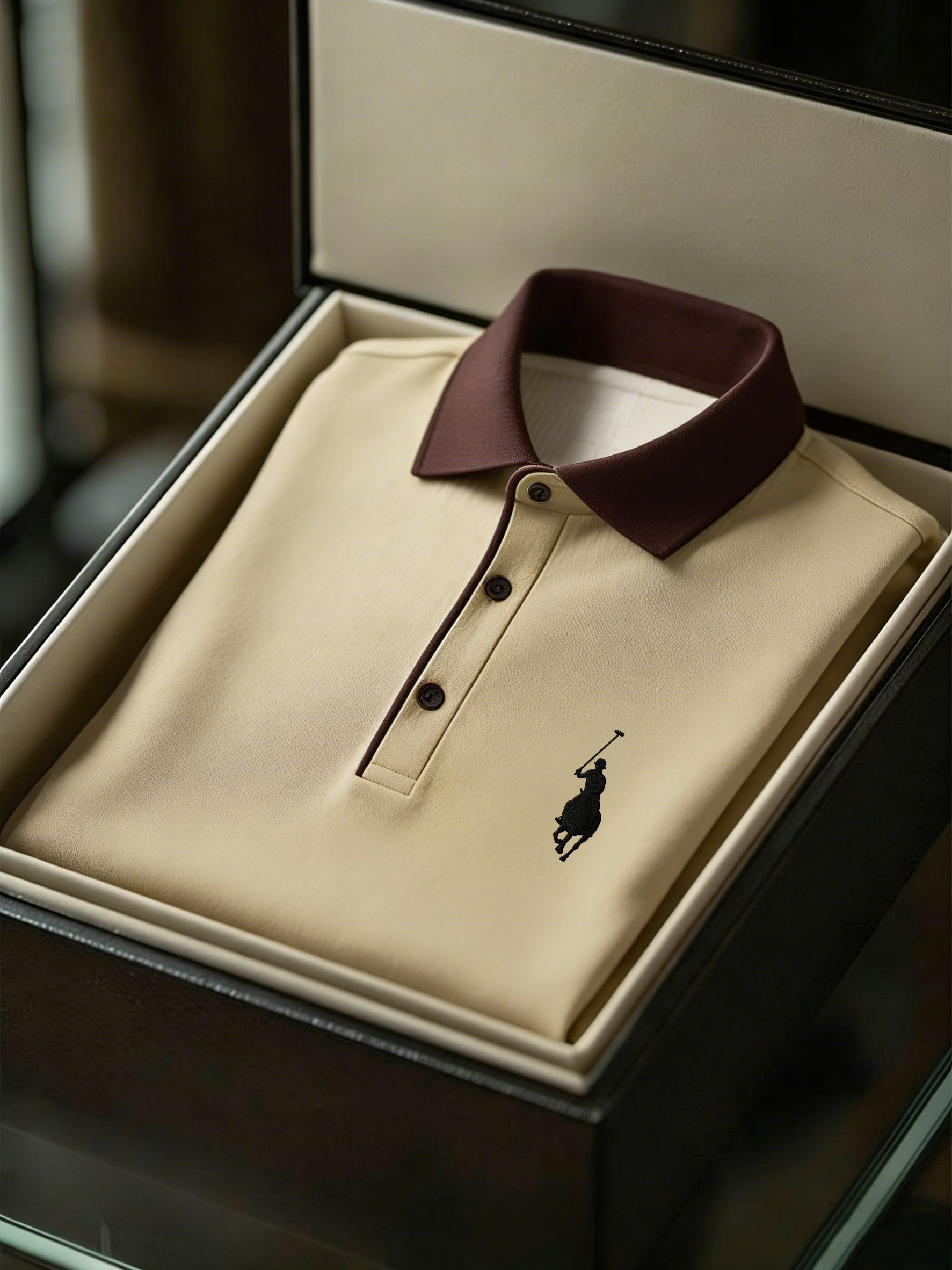 Men's Business Style Print Short Sleeved Polo Shirt