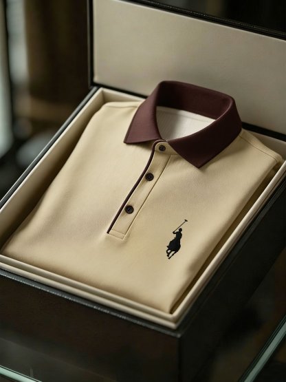 Men's Business Style Print Short Sleeved Polo Shirt