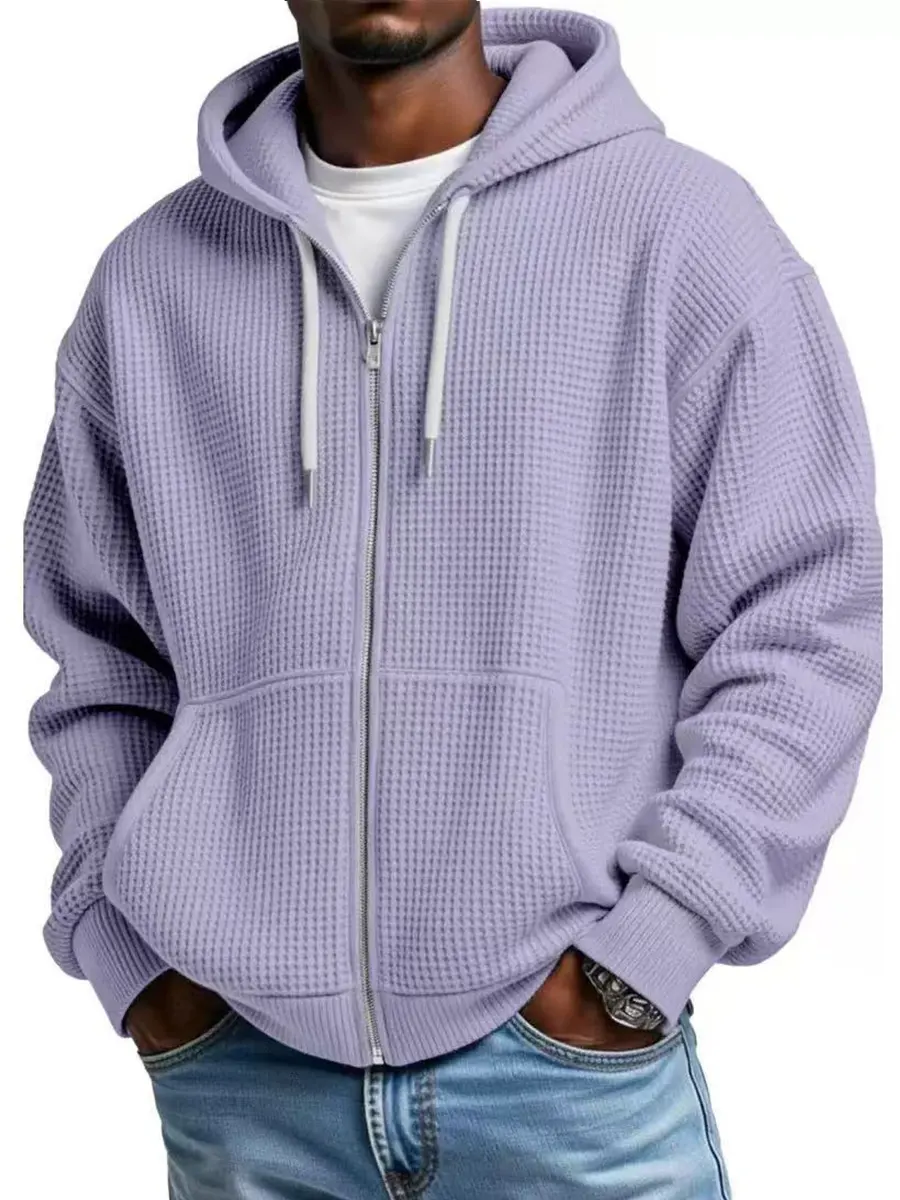 Casual Waffle Hooded Jacket