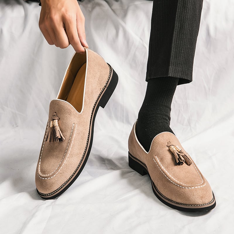Fashionable And Comfortable Casual All-Match Suede Tassel Design Casual Leather Shoes
