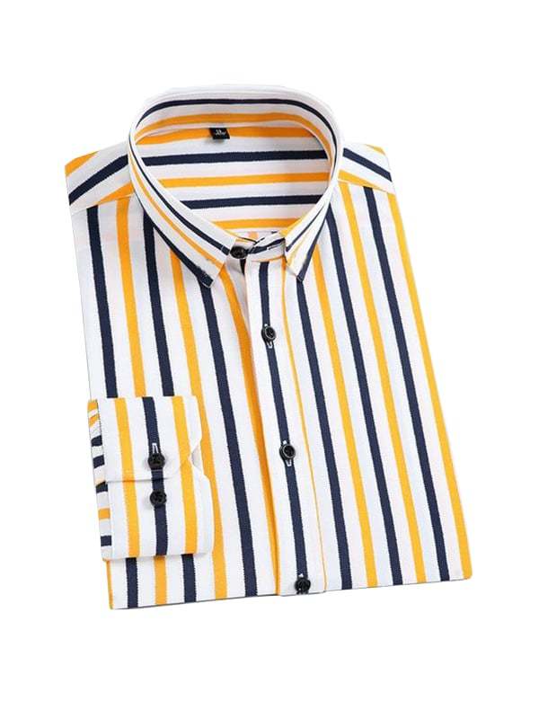 Men's Stripe Print Business Long Sleeve Shirt