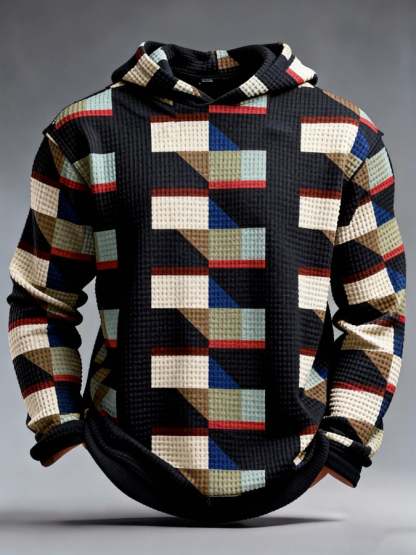 Men's Retro Color Block Print Sweatshirt