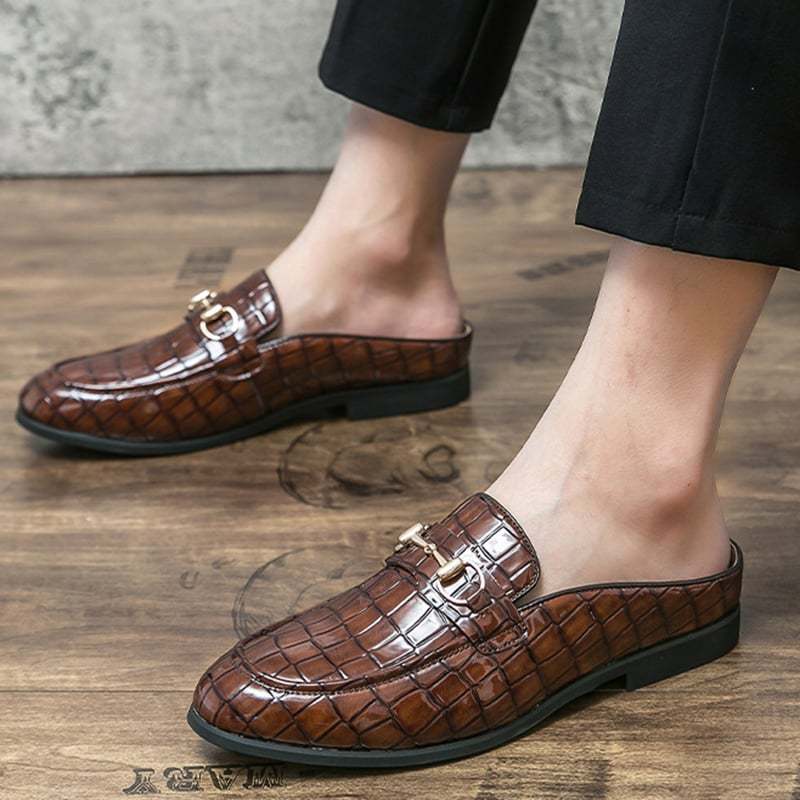 British Fashion Horsebit Heelless Breathable Faux Leather Shoes