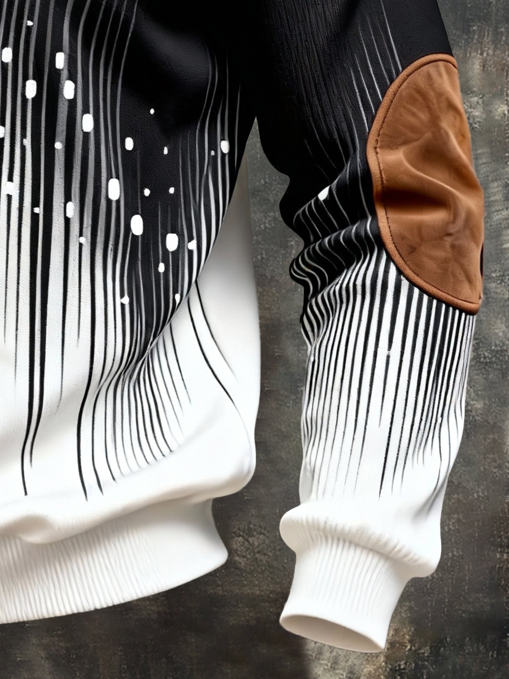 Men's Retro Color Block Print Zipper Sweatshirt