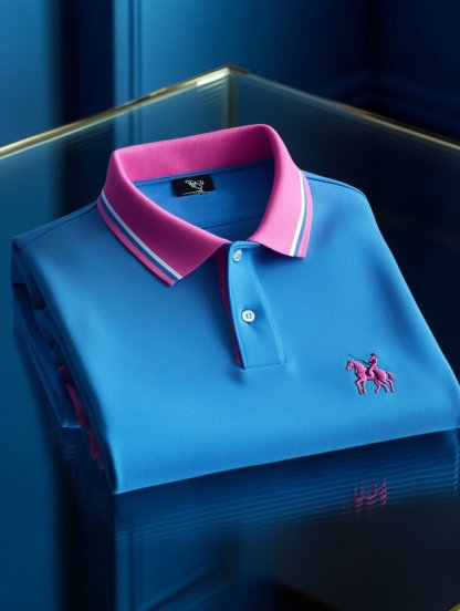 Men's Business Casual Horse and Knight Embroidered Button-Down Short-Sleeved Polo Shirt